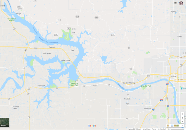 Give you some idea of how large Keystone Lake is.